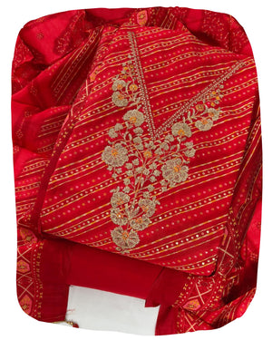 DRAVINAM Trends Womens Modal Silk Unstitched Suit Material with Embroidered Printed Kurta Pant and Dupatta