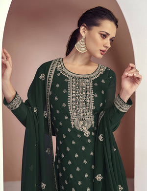 DRAVINAM Trends Women Real Georgette Heavy Zari Embroidered Pure Georgette Unstitched Suit Dress Material with Real Georgette Embroidered Heavy Dupatta (Wine)