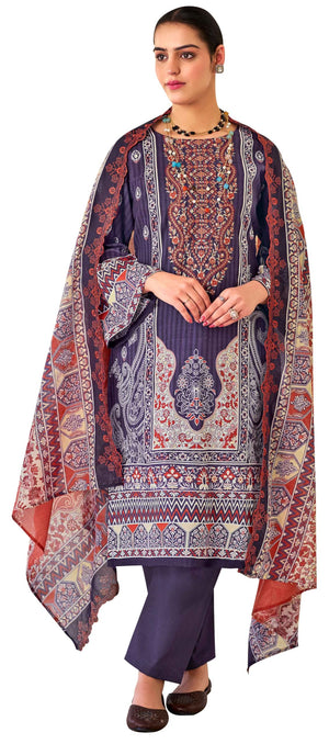 DRAVINAM Trends Women's Unstitched Salwar Suit Dress Material - Cotton Digital Printed Organza Embroidered Kameez II Unstitch Bottoms II Cotton Dupatta