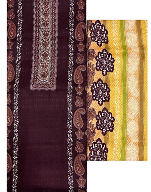 Women's Kashmiri Printed Pashmina Unstitch Salwar Suit Set – Includes 2.5 m Kameez, Heavy Spun Plain Bottom Fabric (Salwar, Pants, Dhoti, Palazzo, Chudidar Options), & 2.25 m Printed Shawl/Dupatta