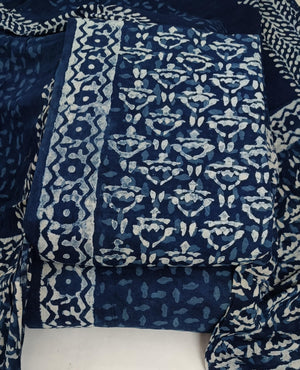 DRAVINAM Trends Hand Block Print Jaipuri Cambric Unstitched Cotton Suit Dress Material for Women with Mulmul Cotton Hand Printed Dupatta