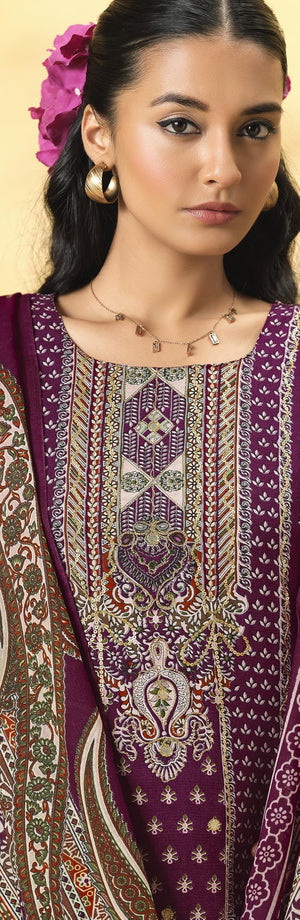 DRAVINAM Trends Women's Unstitched Salwar Suit Dress Material - Cotton Digital Printed Organza Embroidered Kameez II Unstitch Bottoms II Cotton Dupatta