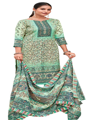 DRAVINAM Trends Women's Unstitched Kashmiri Print Woollen Pashmina Salwar Suit Dress Material with Pashmina Printed Shawl Dupatta (Free Size) (Grey)