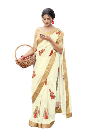 DRAVINAM Trends Women's Pure georgette Bandhani Print saree with Lace Borders and Solid Blouse Piece (Black)