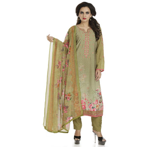 DRAVINAM Trends Women's Embroidered Pure Crepe Floral Printed Salwar Suit Dress Material with Printed Georgette Dupatta (Unstitched)