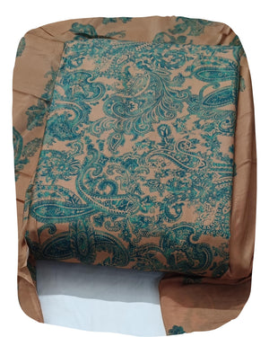 DRAVINAM Trends Women's Unstitched Livia Cotton Salwar Suit Dress Material with Muslin Dupatta | Teal & Beige Paisley Print | All over Print
