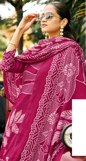 DRAVINAM Trends Women's Winter Wear Kashmiri Kani Printed Warm Salwar Kameez Dress Material with Swaroski Work and Twill Pashmina Printed Shawl Dupatta