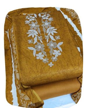DRAVINAM Trends Women's Pure Cotton Embroidered Unstitched Dress Material with Printed Muslin Dupatta