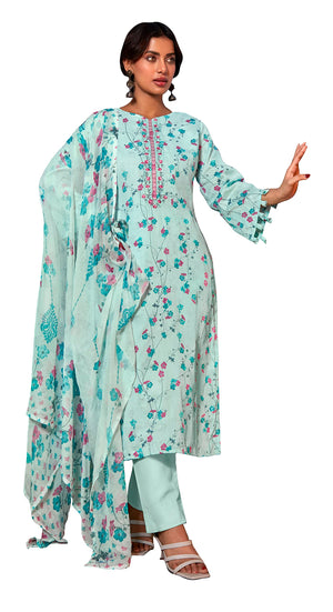 DRAVINAM Trends Women's Cotton Embroidered Unstitiched Salwar Suit Material