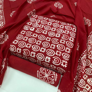 DRAVINAM Trends Unstitched Jaipuri Handmade Wax Batik Print Soft Cotton Dress Material with Dupatta
