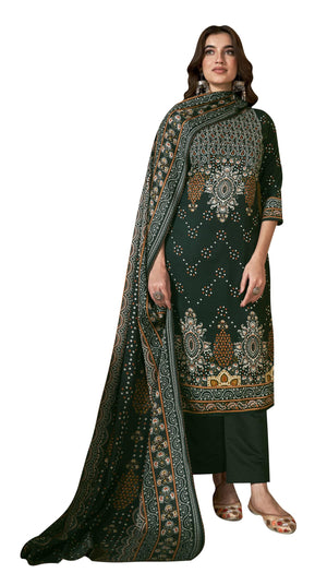 DRAVINAM Trends Women's Printed Woolen Pashmina Unstitch Salwar Suit Dress Material with Digital Woolen Warm Shawl Dupatta