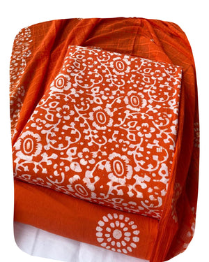 DRAVINAM Trends Unstitched Jaipuri Handmade Wax Batik Print Soft Cotton Dress Material with Dupatta