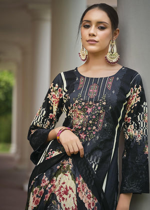 DRAVINAM Trends Unstitched Pakistani Print Embroidered Cotton Salwar Suit Dress Materials with Dupatta