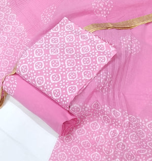 DRAVINAM Trends Unstitched Jaipuri Handmade Wax Batik Print Soft Cotton Dress Material with Dupatta