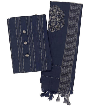 DRAVINAM Trends Women Unstitched Cotton Suit Material with Embroidered Dupatta