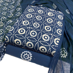 DRAVINAM Trends Unstitched Jaipuri Handmade Wax Batik Print Soft Cotton Dress Material with Dupatta