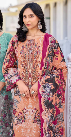 DRAVINAM Trends Kurti 2.50 mtrs, PURE COTTON DYED (2.7 m),PURE LAWN MULMUL DIGITAL PRINT VOIL DUP (2.25|Black