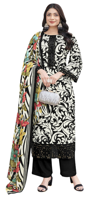 DRAVINAM Trends Kurti 2.50 mtrs,Pure Cotton Solid (2.7 m), Pure Cotton Mal Mal Print Dupatta (2.25 m)|Brown
