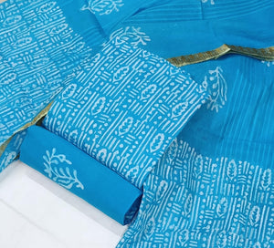 DRAVINAM Trends Unstitched Jaipuri Handmade Wax Batik Print Soft Cotton Dress Material with Dupatta