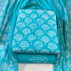 DRAVINAM Trends Unstitched Jaipuri Handmade Wax Batik Print Soft Cotton Dress Material with Dupatta