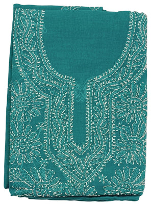 DRAVINAM Trends Women’s Cotton Unstitched Chikankari Suit Set with Dupatta & Bottom | Hand-Embroidered Lucknowi Dress Material | Premium Ethnic Wear for Women | Free Size (3-Piece)