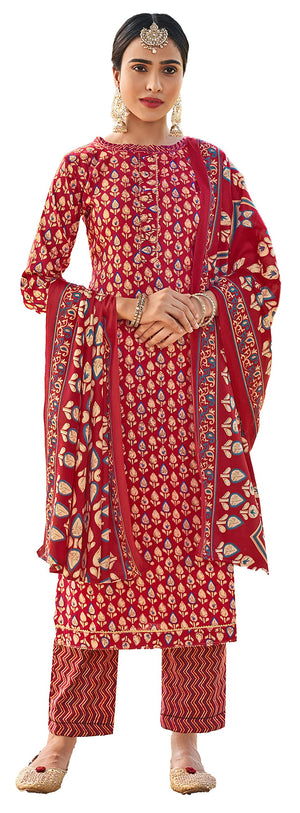 DRAVINAM Trends Women's Unstitched Kashmiri Print Woollen Pashmina Salwar Suit Dress Material with Pashmina Printed Shawl Dupatta (Free Size) (Brown)