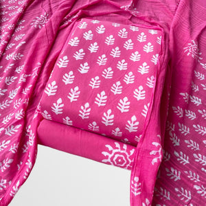 DRAVINAM Trends Unstitched Jaipuri Handmade Wax Batik Print Soft Cotton Dress Material with Dupatta