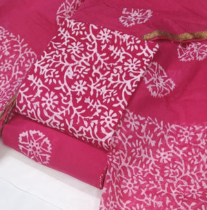 DRAVINAM Trends Unstitched Jaipuri Handmade Wax Batik Print Soft Cotton Dress Material with Dupatta