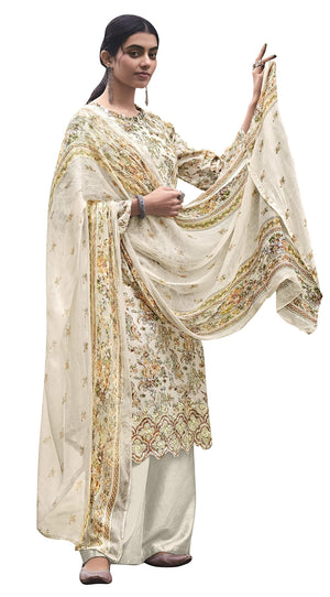 DRAVINAM Trends Unstitched Digital Printed Pure Cotton Embroidered Suit Set with Pure Bember Dupatta