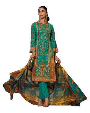 DRAVINAM Trends Women's Unstitched Printed Embroidered Pure Cotton Pakistani Salwar Suit Dress Materials with Cotton printed Dupatta (Black)