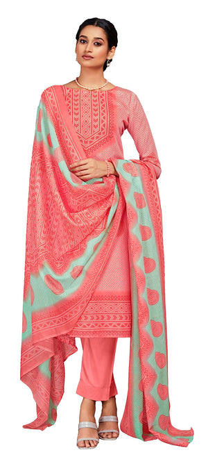 Unstitched Print Cotton Salwar Suit Dress Materials with Dupatta