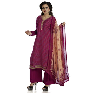 DRAVINAM Trends Women's Crepe Embroidered Chudidaar Dress Material (Free Size_Grey)
