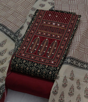 DRAVINAM Trends Women's Ethnic Pure Cotton Jaipuri Printed Unstitched Salwar Suit Dress Material with Dupatta