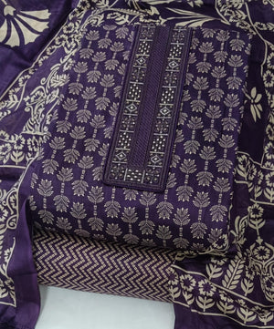 DRAVINAM Trends Women's Printed Embroidered and Hand Work Premium Cotton Jaipuri Unstitched Salwar Suit Dress Material with Mulmul Cotton Dupatta