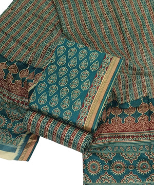 DRAVINAM Trends Jaipuri Print Pure Cotton Unstitched Salwar Suit Dress Material for Women with Zari Borders and Cotton Dupatta