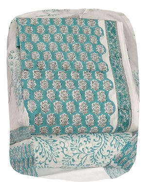 DRAVINAM Trends Hand Block Print Cambric Cotton Unstitched Salwar Suit Set for Women with Pure Chiffon Hand Printed Dupatta