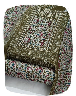 DRAVINAM Trends Women's Cambric Cotton Dress Material | Unstitch Kalamkari Printed Suit Set with Cotton Dupatta