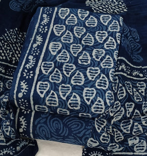DRAVINAM Trends Hand Block Print Sanganeri Cambric Unstitched Cotton Suit Dress Material for Women with Mulmul Cotton Hand Printed Dupatta