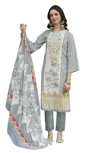 DRAVINAM Trends Kurti 2.50 mtrs, Pure Cotton Salwar (3 mtrs apx), Pure Cotton Mal Mal Print (2.30|Light Brown 1