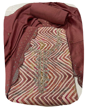 DRAVINAM Trends Handwork Modal Silk Unstitched Salwar Suit with Scalloped Dupatta