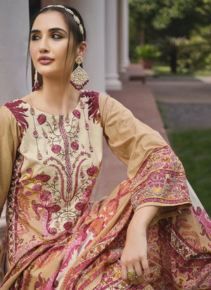 DRAVINAM Trends Unstitched Pakistani Print Embroidered Cotton Salwar Suit Dress Materials with Dupatta