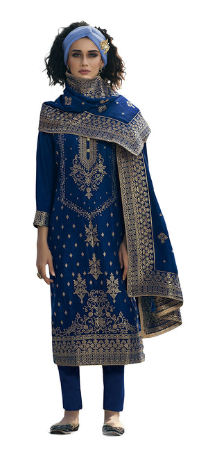 DRAVINAM Trends Women's Pure Banarasi Silk Unstitched Embroidered Sharara Style salwar Suit Dress Material with Heavy Pure Banarasi Jacquard Silk Dupatta (Free size_Magenta)