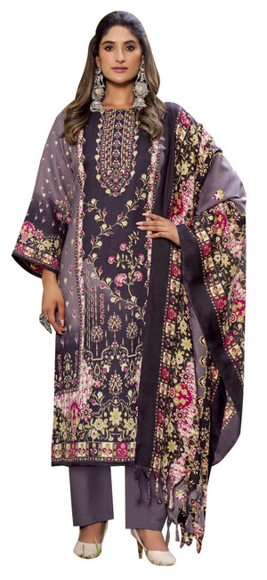DRAVINAM Trends Women's Winter wear unstitched Printed Woollen Pashmina Salwar Suit Dress Material with Pashmina Printed Shawl Dupatta