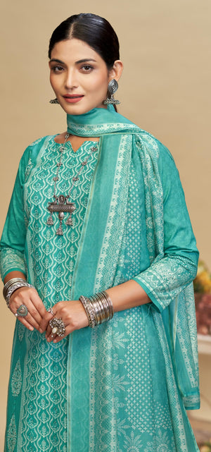 DRAVINAM Trends Women's Unstitched Maslin Salwar Suit Dress Material - Pure Bemberg Maslin Aari Work Kameez II Rayon Unstitch Bottoms II Viscose Maslin Digital Prints Dupatta