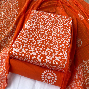 DRAVINAM Trends Unstitched Jaipuri Handmade Wax Batik Print Soft Cotton Dress Material with Dupatta