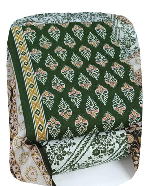 DRAVINAM Trends Jaipuri Print Cambric Cotton Unstitched Salwar Suit Dress Material for Women with Mulmul Cotton Dupatta