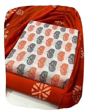 DRAVINAM Trends Unstitched Jaipuri Handmade Wax Batik Print Soft Cotton Dress Material with Dupatta