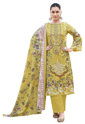 DRAVINAM Trends Women's Unstitched Premium Cambric Cotton Embroidered Printed Suit Material