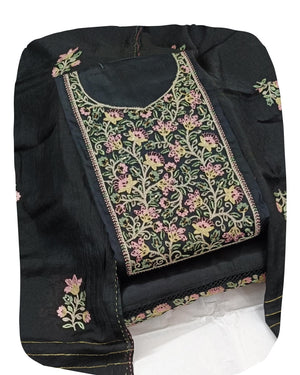 DRAVINAM Trends Women's Cotton Floral Printed Unstitched Suit Set with Embroidered Pin-Tuck Yoke & Soft Silk Dupatta