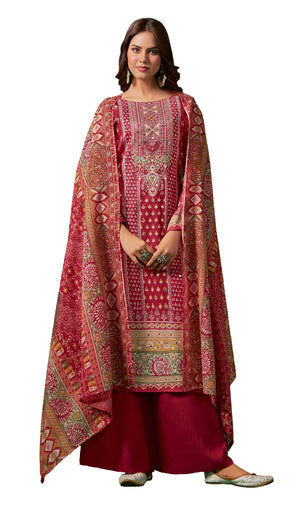 DRAVINAM Trends Women's Unstitched Salwar Suit Dress Material - Cotton Digital Printed Organza Embroidered Kameez II Unstitch Bottoms II Cotton Dupatta